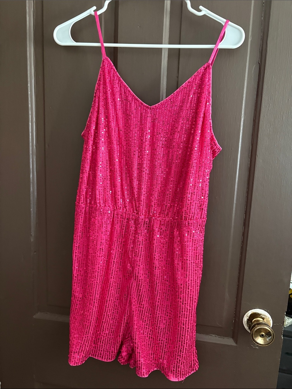 SHEIN Hot Pink Sequin Romper